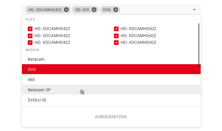 ORF Admin Dashboard Multiple Choice Selector Dropwdown