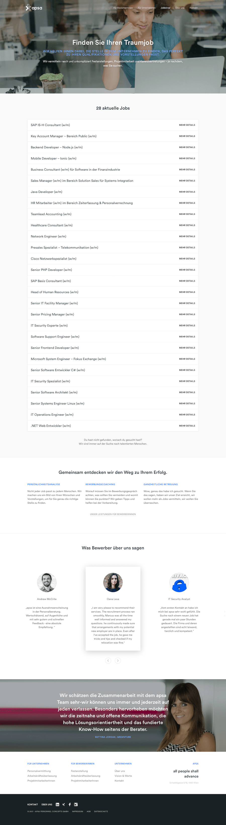 Apsa Personalvermittlung IT Website Design Jobportal Jobbörse