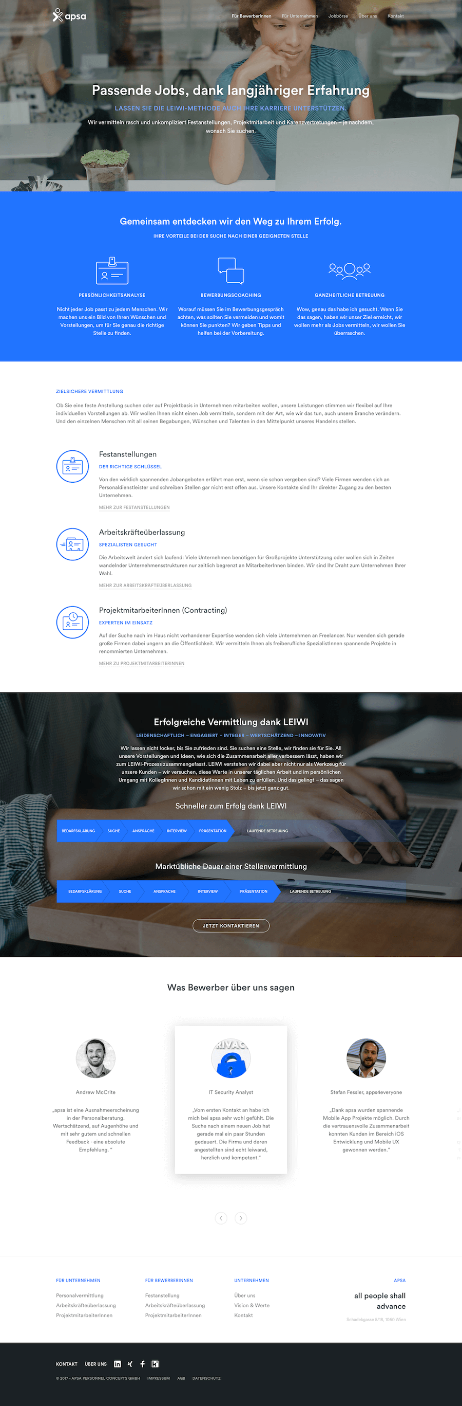 Apsa Personalvermittlung Website Design für Bewerber