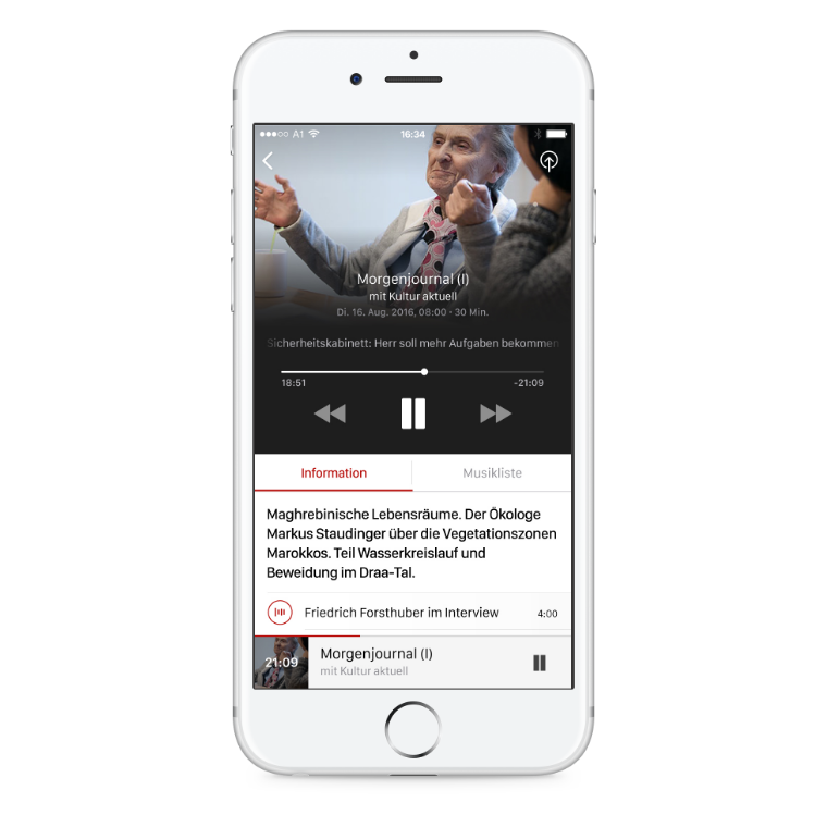 ORF Ö1 Radio iOS App Player