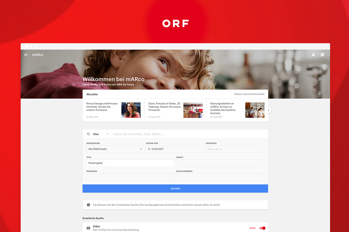 ORF Admin Dashboard Design by Feinblick Material Design